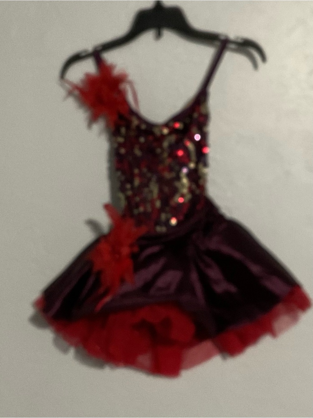 Weissman Purple and Red Sequin Dance Dress